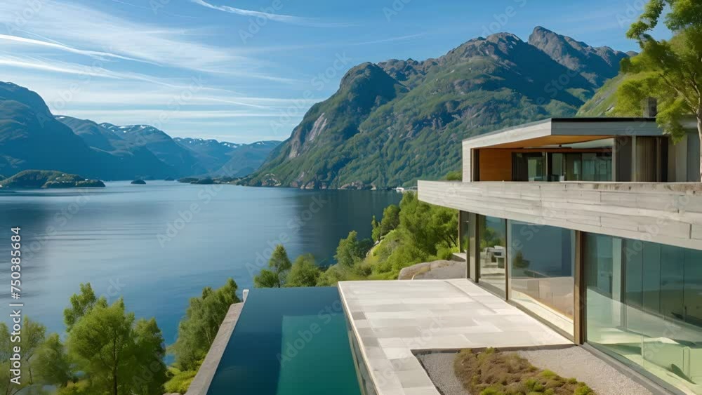 Poster the striking architecture of this fjordfront property allows for unobstructed views of the everchang