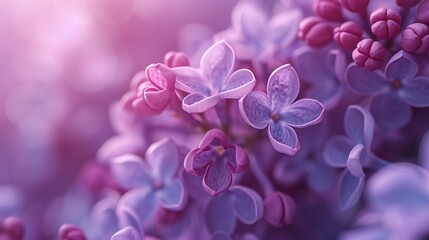 Fototapeta na wymiar Lilac Serenity: Serene macro shot of lilac flowers, evoking a sense of tranquility.