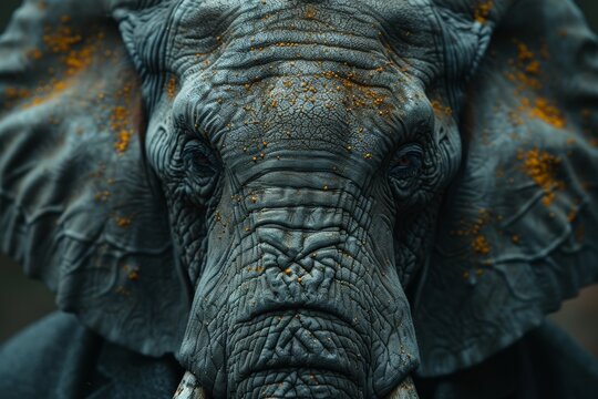 Portrait of an elephant in a suit on a gray background. Elephant businessman portrait. Generative AI.