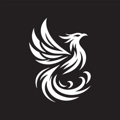 black and white phoenix logo vector illustration