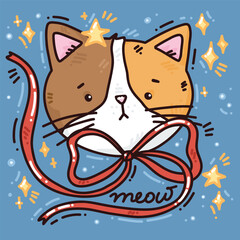 cute vector illustartion of cat for postcards