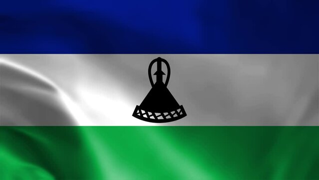 Lesotho Waving Flag, Lesotho Flag, Flag of Lesotho Waving Animation, Lesotho Flag 4K Footage