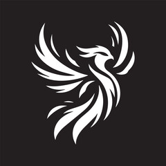 black and white phoenix logo vector illustration