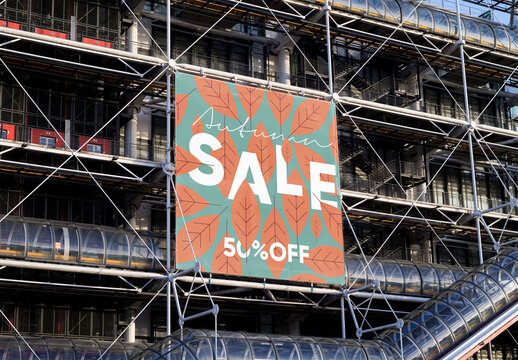 Mockup of square hoarding on building, customizable