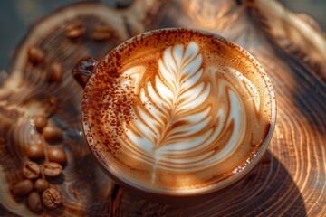 Fototapeta premium Magical Latte Art, Cappuccino Coffee Foam, Milk Cream Beverage, Drink Design, Beautiful Latte Art