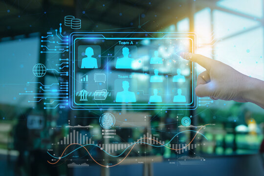 Ai technology. Business using network connection technology, share data, artificial intelligence by enter information command prompt for generates something concept.