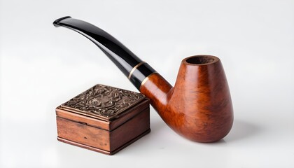 a wooden pipe for smoking - obrazy, fototapety, plakaty