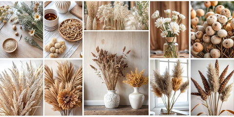 beautiful set of dried flowers mood board