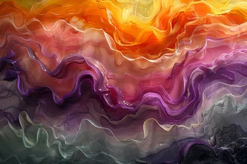 Foto op Plexiglas Currents of translucent hues, snaking metallic swirls, and foamy sprays of color shape the landscape of these free-flowing textures © ranjan