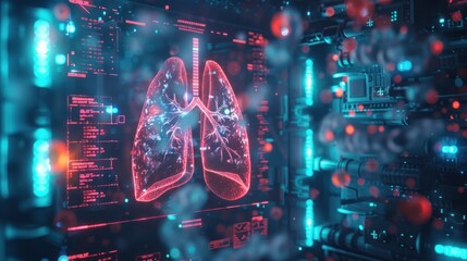 Medical research or lung health care with critical diagnostics and biometrics for clinical hospitals. Asthma and respiratory cancer testing 