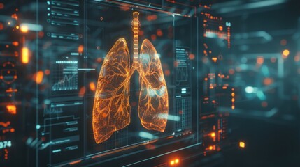 Medical research or lung health care with critical diagnostics and biometrics for clinical hospitals. Asthma and respiratory cancer testing service  - obrazy, fototapety, plakaty