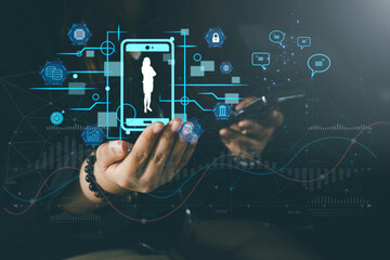 Ai technology. Business using network connection technology, share data, artificial intelligence by...