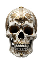 A human skull in a white background, transparent PNG.