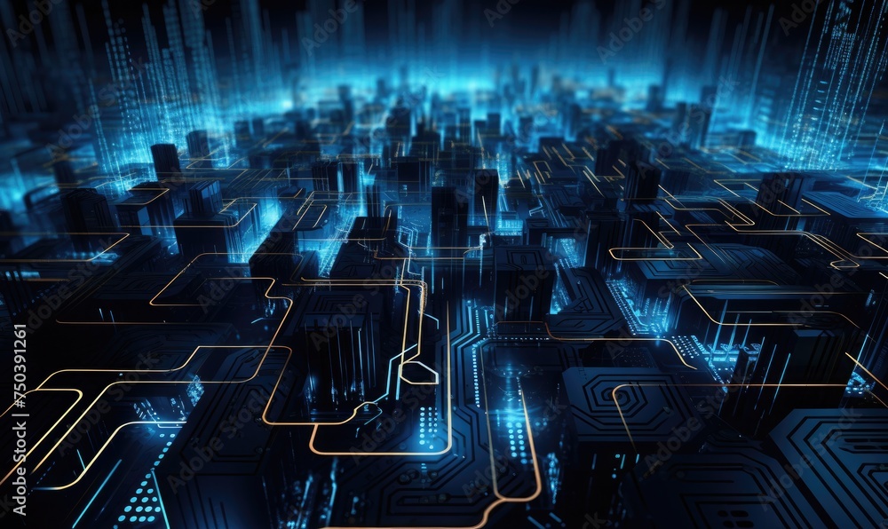 Poster digital background with circuit pattern