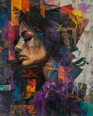 Contemporary African American woman portrait in abstract style