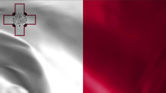 Malta waving flag 4K animation video. Malta waving flag seamless looping animation