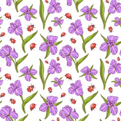 seamless pattern with iris flowers
