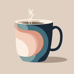 Cup of coffee with steam, isolated