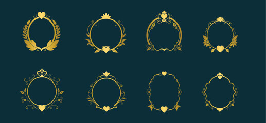 Golden decorative wedding vintage frames