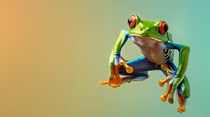 Green exotic frog symbolizes the leap year day concept.