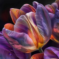 Tulip Flower Macro Blossom, Tulip Closeup, Blooming Tulips, Copy Space