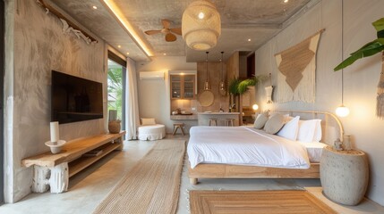Cozy and stylish modern bedroom interior