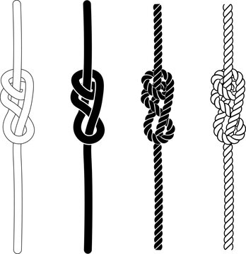 Outline silhouette Stevedore knot rope icon set