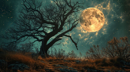 halloween scene with moon