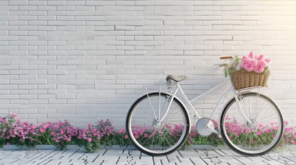Papier Peint photo autocollant Vélo modern bicycle with flower 