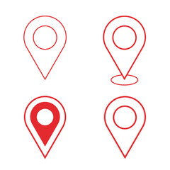 Location pin multiple styles black color set. Half shadow location pins. 3d vector map marker icon that points location web element design place navigation sign, Location pin gradient set.