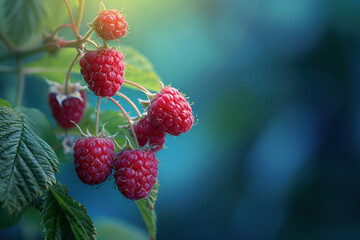 red raspberries on a bush
