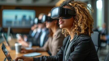 Business meeting enhanced with virtual reality, exploring new dimensions of collaboration