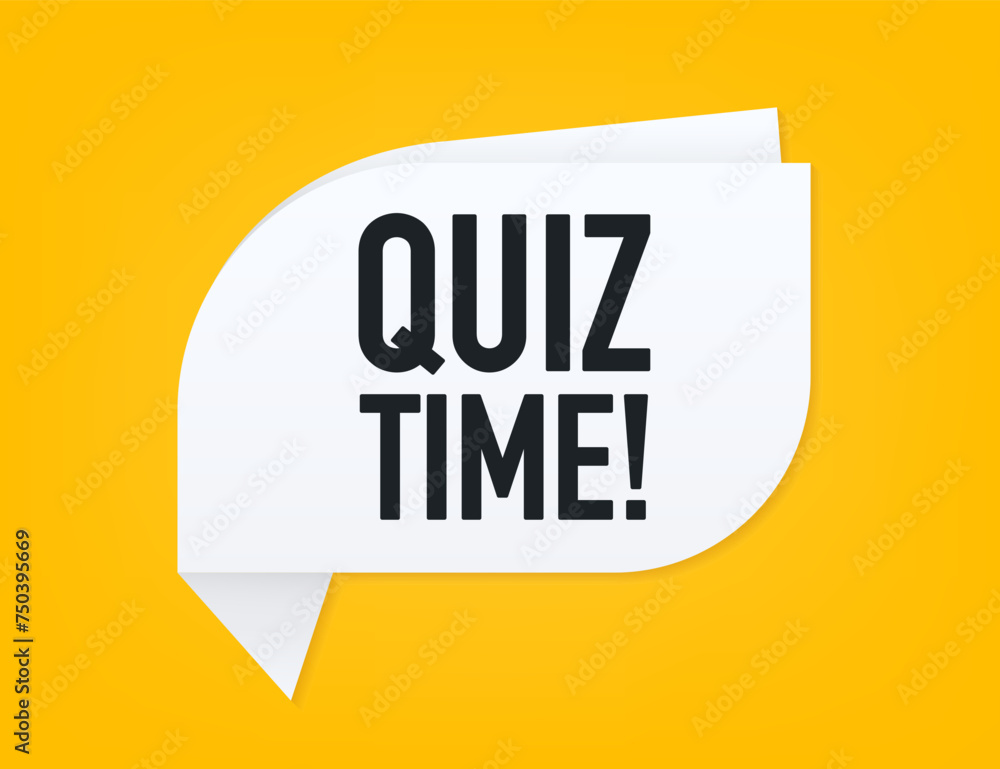 Aufkleber speech sign text quiz time icon concept. quiz time label with question mark. quiz emblem for busines