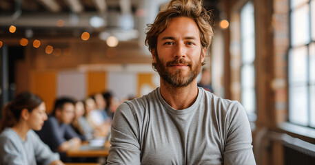 Fototapeta premium Startups pitching ideas in a tech-infused investor meeting, dynamic and interactive