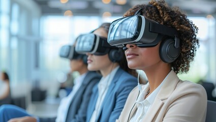 Business meeting enhanced with virtual reality, exploring new dimensions of collaboration