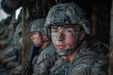 Obraz premium the life of soldiers during field exercises showcasing the camaraderie living conditions and daily routines candid and immersive