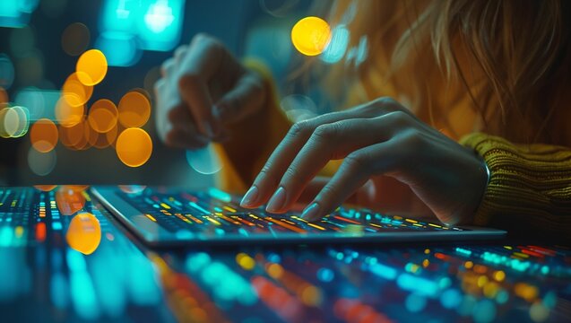 Creative team brainstorming with digital tablets, infusing technology in strategy - Powered by Adobe