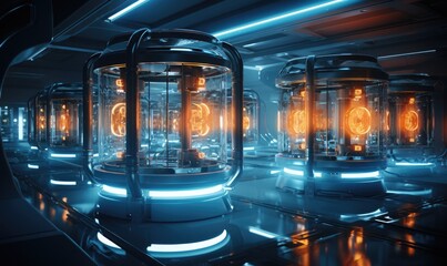 a futuristic nuclear energy concept, such as thorium based reactors  - obrazy, fototapety, plakaty