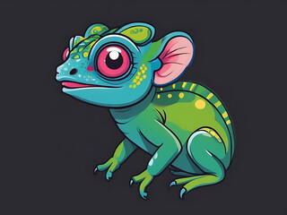 Obraz premium green chameleon cartoon