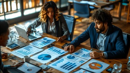 Tech-driven business strategy session, integrating digital tools for market analysis