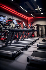 Treadmill Excellence: Embracing Fitness Goals with High-End BH Fitness Equipment in a Premium Gym Setting - obrazy, fototapety, plakaty