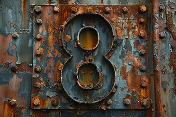 different Digits in rust, grunge background - obrazy, fototapety, plakaty
