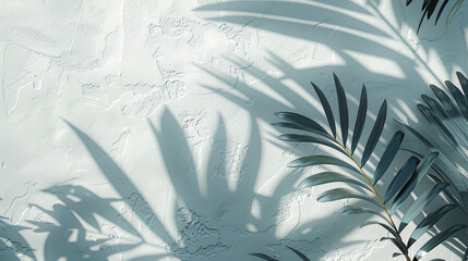 Abstract shadow of a palm leaf on a wall