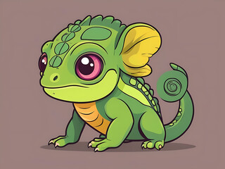 Fototapeta premium green chameleon cartoon