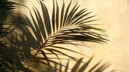 Obraz premium Abstract shadow of a palm leaf on a wall
