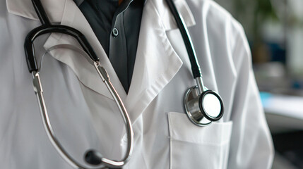 Doctor and closeup of stethoscope