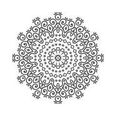 Indian decoration mandala pattern on white background. mandala pattern vector with dark gray color. Mandala line art illustration. decoration mandala ornament for coloring book. invitation card.