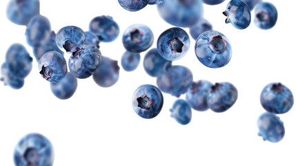 Fresh blueberry with leaf isolated on transparent .png