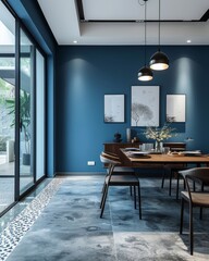 Chic Dining Oasis: An Elegant Blue Dining Space