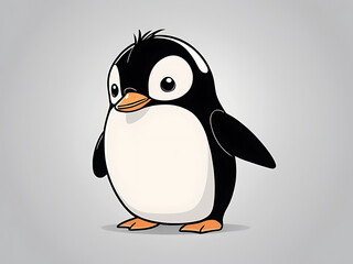 penguin cartoon isolated on white and blue